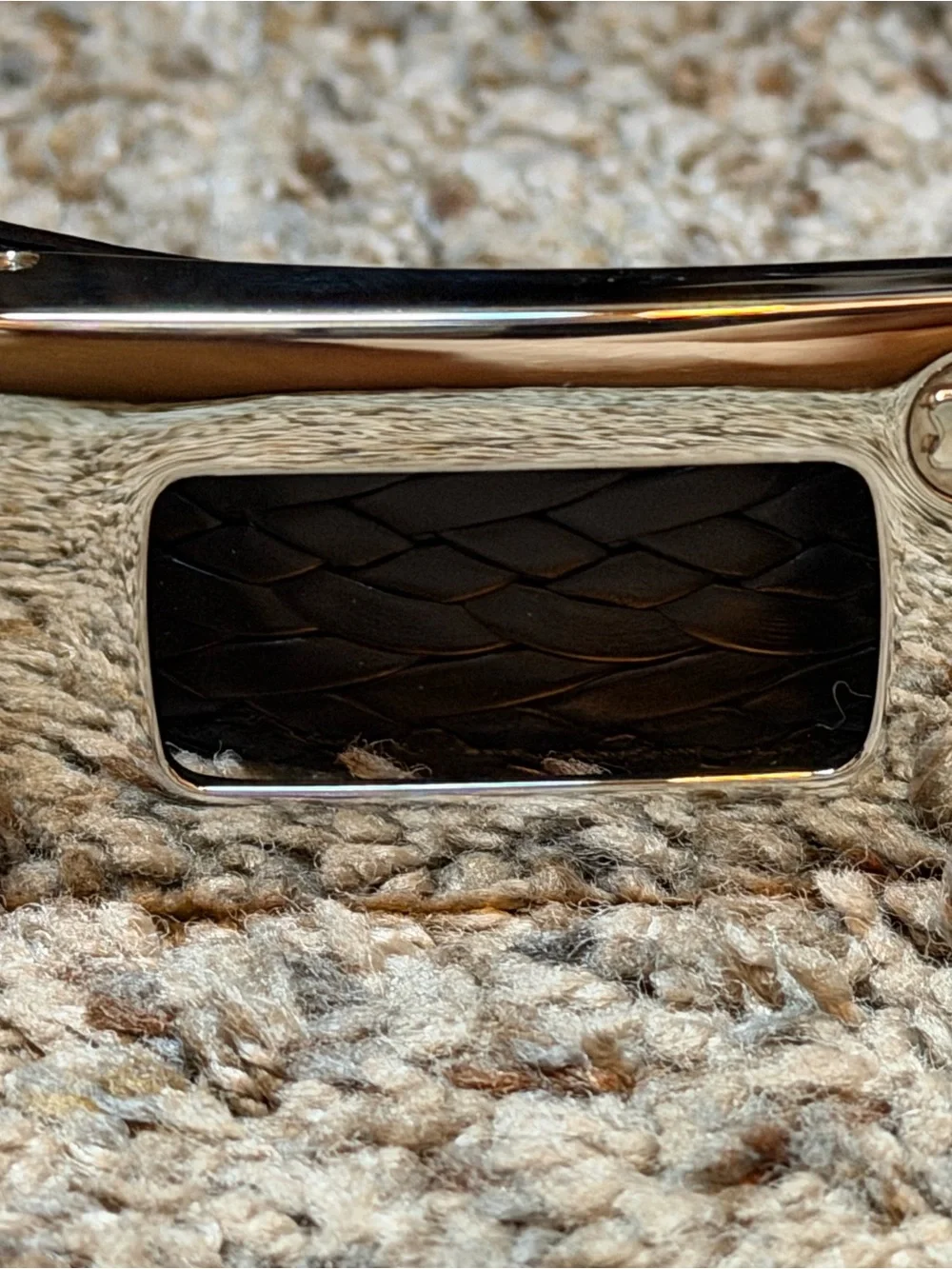 Montblanc Meisterstuck Rectangular Palladium Box Buckle Woven Strap